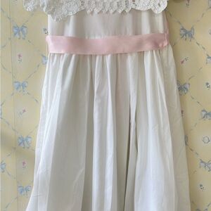 Elegant White and Pink Kids Casual Dress